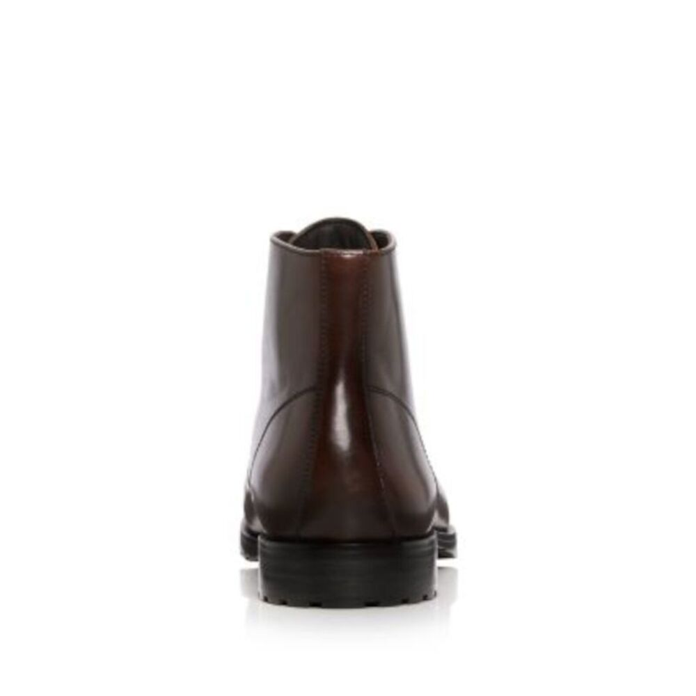 THE MENS STORE Mens Brown Traction Cap Toe Block Heel Leather Boots Shoes 9.5 - Picture 2 of 4
